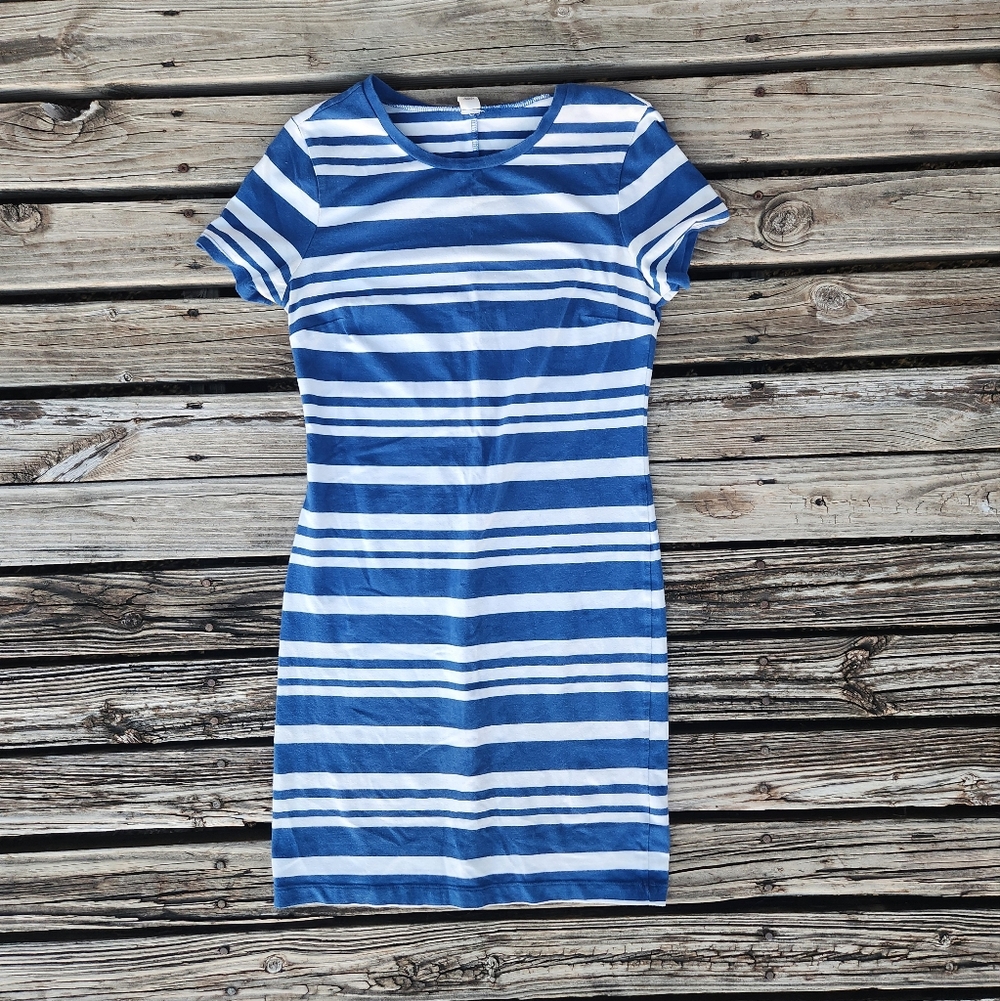 Old Navy Small Blue White Striped Short Sleeve Casual Dress
